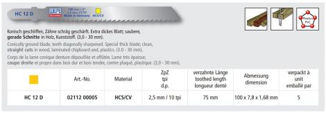 Pistosahanterä Wilpu HC-12D (5kpl)